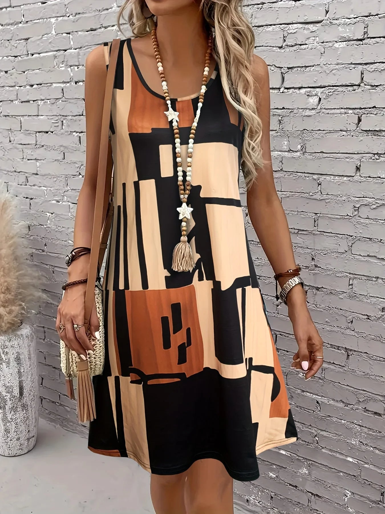 Elliette - Vestido geométrico elegante y casual