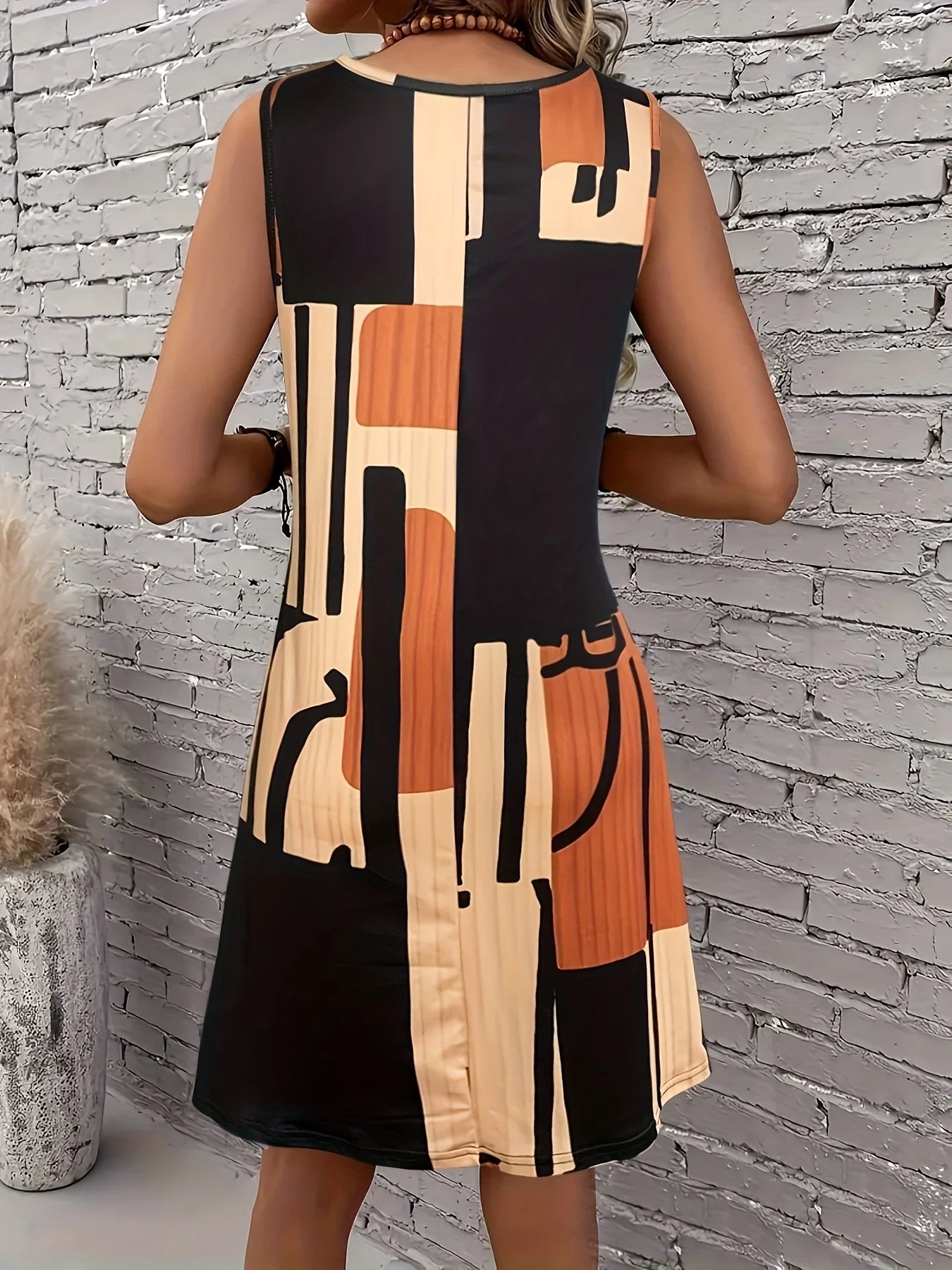 Elliette - Vestido geométrico elegante y casual